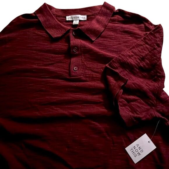 And Now This Knit Collared Short Sleeve Polo Shirt in Maroon New with Tag - Picture 2 of 2
